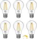 Dimmable A19 Clear LED Light Bulbs 60W Equivalent, 6W, 2700K Soft Warm Light for Table Lamp Floor Lamp Bathroom Vanity Outdoor Wall Light Fixture, CRI85+, 750LM, E26 Base, 6Packs