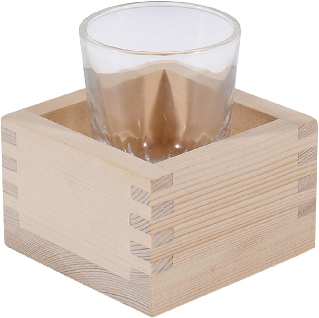 Japanese Sake Cups Set of 4 Wooden Sake Mugs Traditional Rice Wine Drinking Cups with Wooden Box for Home and Restaurant Use