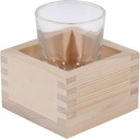 Japanese Sake Cups Set of 4 Wooden Sake Mugs Traditional Rice Wine Drinking Cups with Wooden Box for Home and Restaurant Use