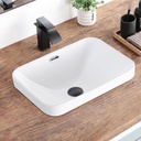 Bathroom Vessel Sink 18.2'' x 13.3'' Small Semi Recessed Bathroom Sink Rectangular Drop In Sink with Overflow White Ceramic Modern Vessel Sinks for Bathroom