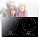 Double Induction Cooktop,110V Portable Electric Dual Induction Cooker Cooktop Countertop Digital Electric Countertop Double Burner with Non-slip Pads (1200W Induction cooker+1200W Induction cooker)