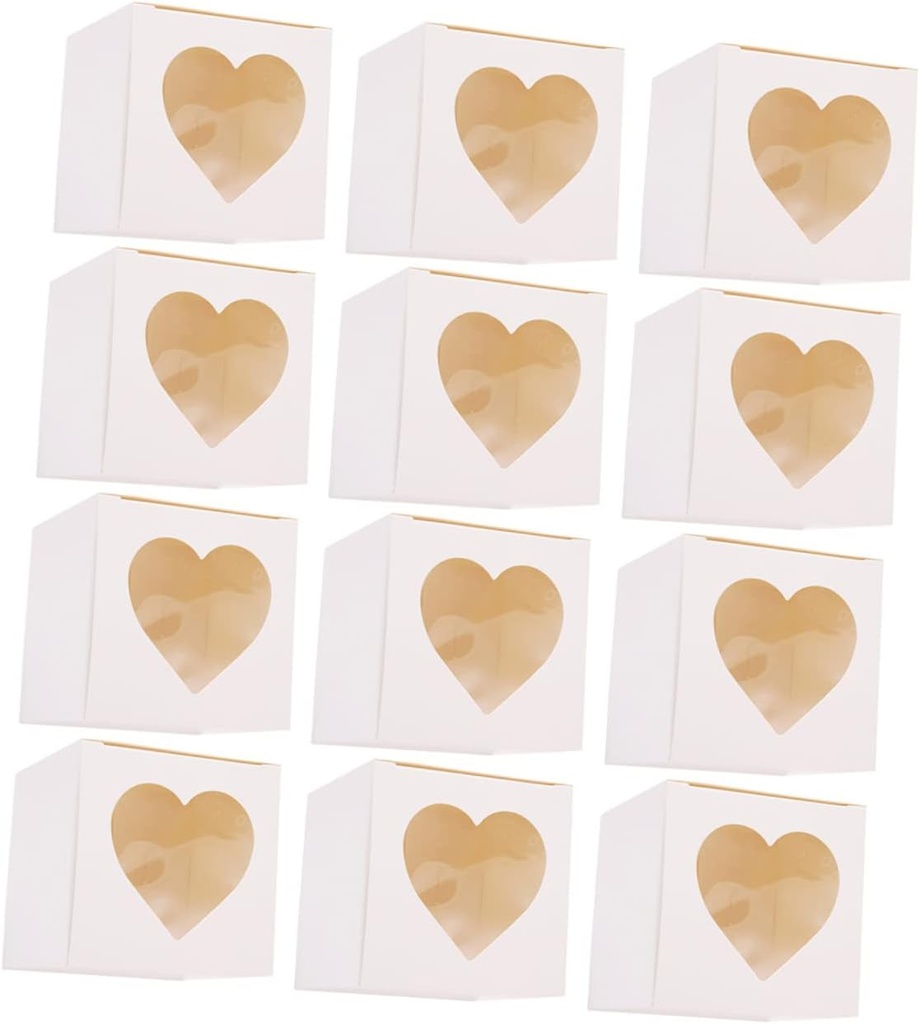 LIFKOME Pastry Box Window 12 Pack Versatile Bakery Food Display Boxes for Egg Tart Cupcake Muff