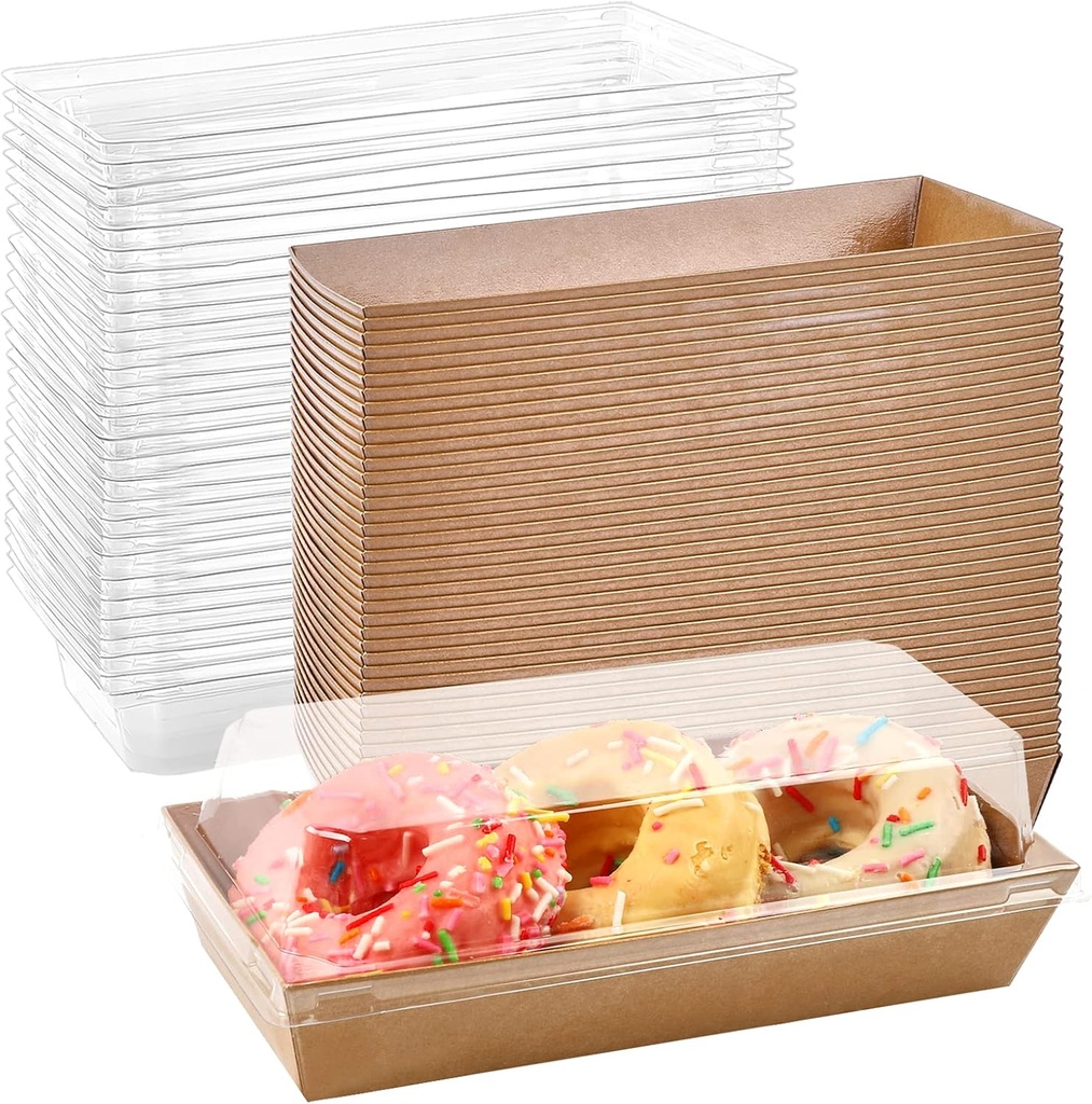 Ocmoiy Charcuterie Boxes with Clear Lids, 100 Pack Kraft Bakery Boxes, Cookie Boxes, Small Treat Boxes for Pastry, Sandwich, Cupcakes, Strawberries, Dessert To Go Containers