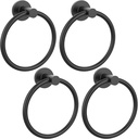Matte Black Towel Ring 4Pack, SUS304 Stainless Steel Hand Towel Holder for Bathroom Kitchen, Modern Style Towel Hanger, Thicken Ring Towel Holder, Towel Rack Round Wall Mounted