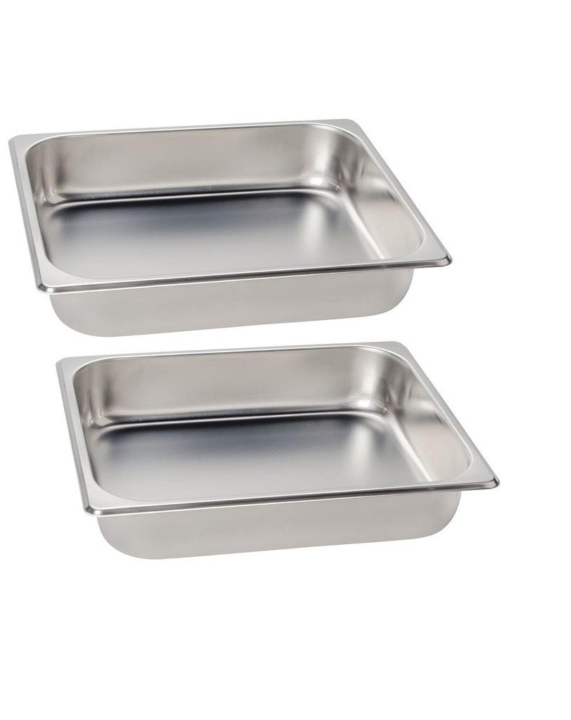 2 Pack 1/2 Size Chafer Food Pan Stainless Steel Steam Table/Hotel Pan - 2 1/2" Deep