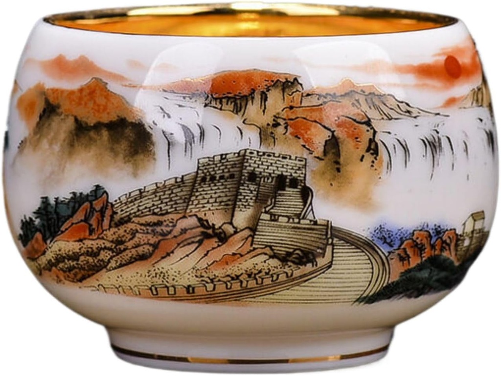 Z1544 鎏金杯 Tea Set Sake Cup 珐琅彩青花茶杯个人杯主人杯 Loose Leaf Tea cup 紫砂建盏大师