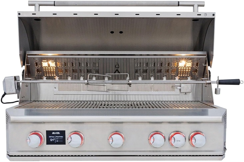 Blaze LTE PRO | 40-Inch 5 Burner Grill | Built-In Natural Gas Grill | Professional Stainless Steel BBQ | Rear Infrared Burner + Rotisserie Kit | BLZ-5LTEPRO-NG