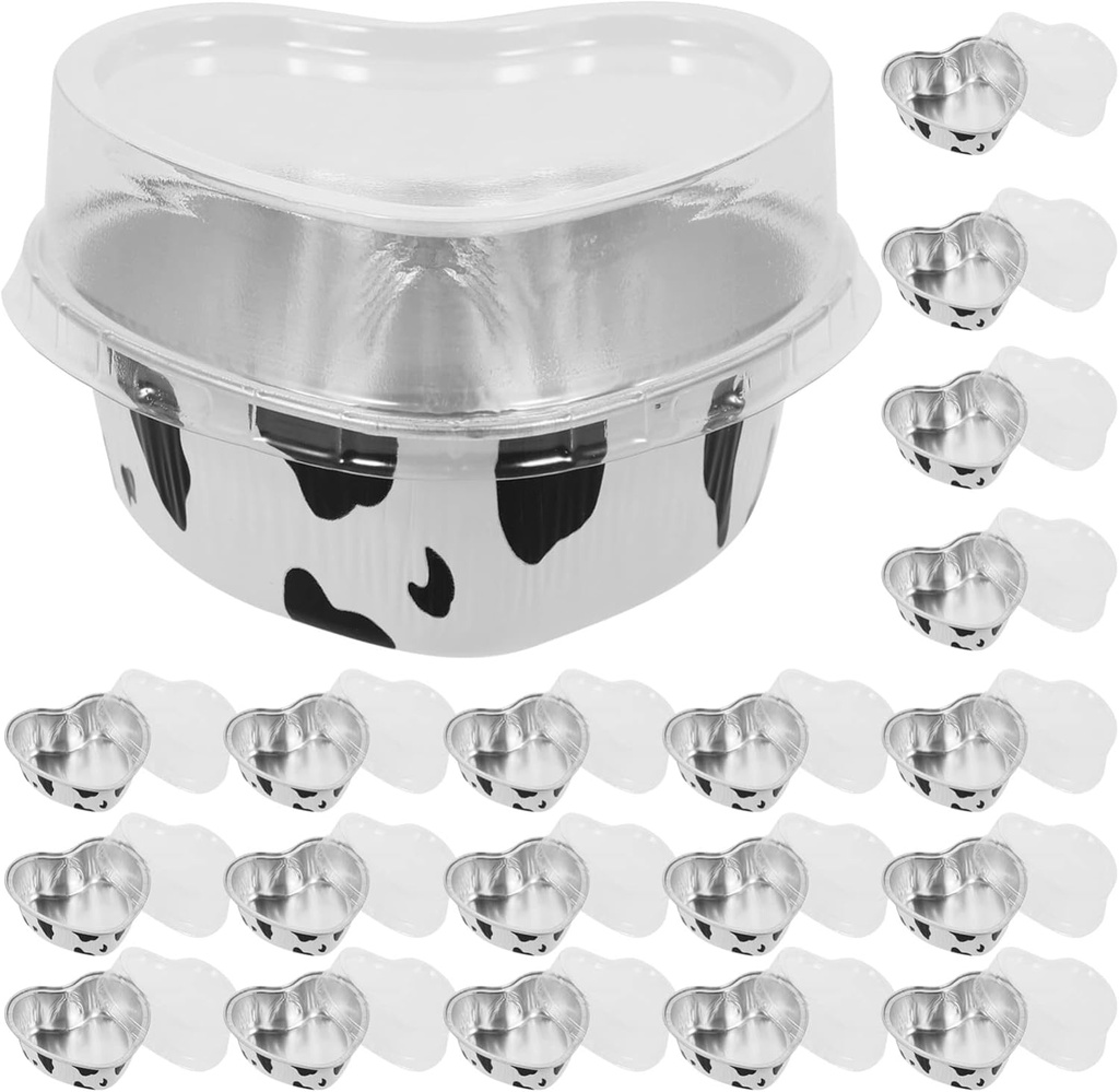 20pcs Cake Carrier Boxes Handles Heart Shape Pudding Boxes Cake Holders for Baking Portable for Dessert