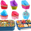 30 Pieces Silicone Cupcake Liners for Lunch Box Accessories, Reusable Lunch Box Dividers for Kids, Round Square Rectangular Butterfly Rabbit Shaped bento box inserts, Muffin Cups Baking Molds