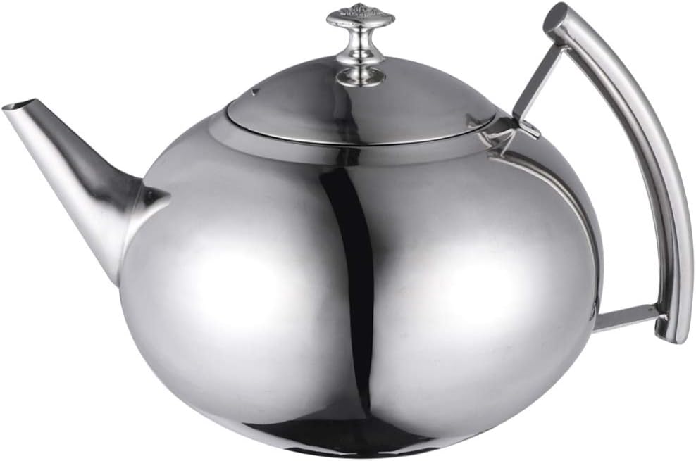 Tea kettle, Metal Coffee 1pcs Stainless Steel Teapot Thicken Tea Pot Steel Tea Boiling Kettle Water Kettle 304 Stainless Steel Tea Pot with Removable Infuser Coffee Espresso Machine (Silver 23X15CM)