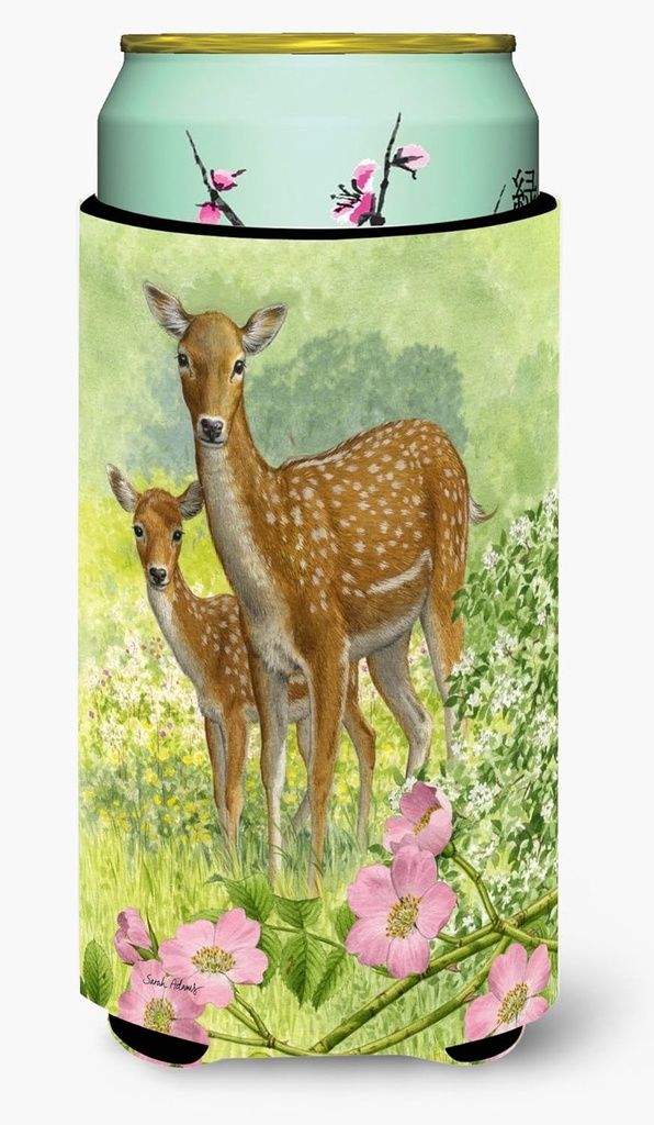 Caroline's Treasures ASA2130TBC Fallow Deer& Calf Tall Boy Hugger Can Cooler Sleeve Hugger Machine Washable Drink Sleeve Hugger Collapsible Insulator Beverage Insulated Holder