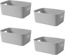 Set of 4 Small White Storage Baskets - Tidy Home, Kitchen, Office Organiser - Gray
