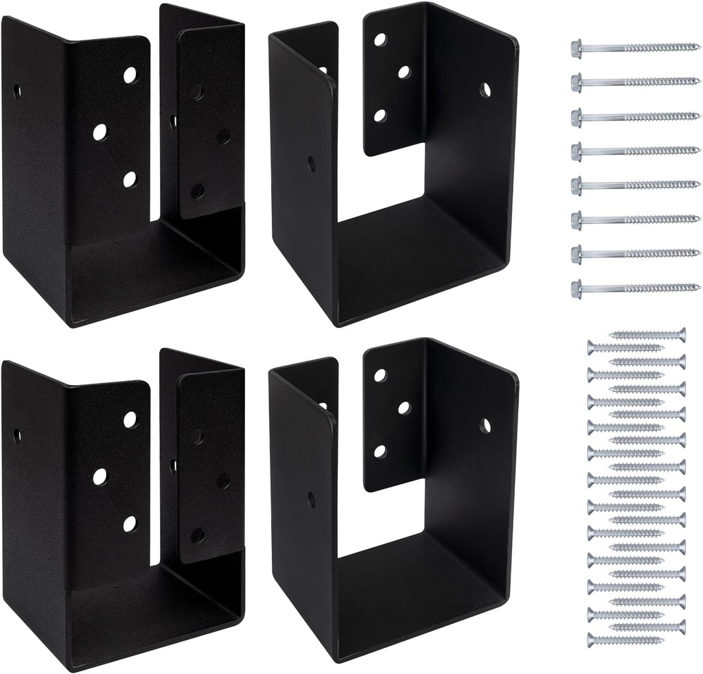 4pcs 4"x6" Concealed Joist Hanger Bracket Fit for 4"x6" Beam,Swing,handrail,and Fence