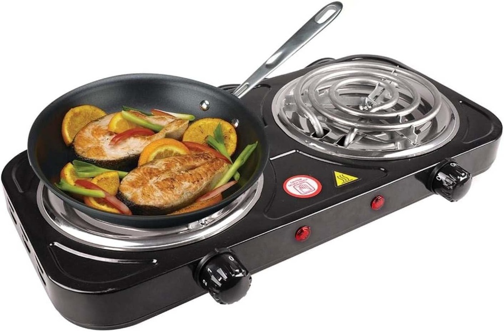 Portable Double Burner 2000W Electric Hot Plate, 110V Cooktop for Camping Dorm RV