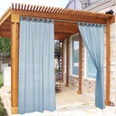 RYB HOME Sheer Curtains Waterproof - Detachable Tab Top Semi Transparent Patio Curtain with 1 Free Rope, Privacy Thermal Drapes, Easy Hanging for Outdoor Living Space, 54" Wide, 96" Long, Navy Blue