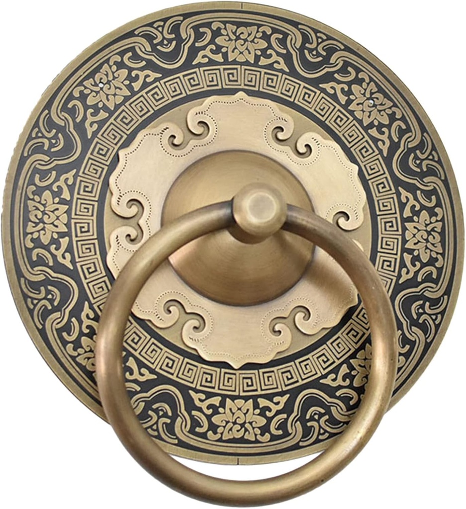 Antique Bronzed Front Door Knocker, Chinese Traditional Copper Furniture Hardware Door Pull Handle for Cabinets Wardrobes Cupboards (Size : 18cm/7in)