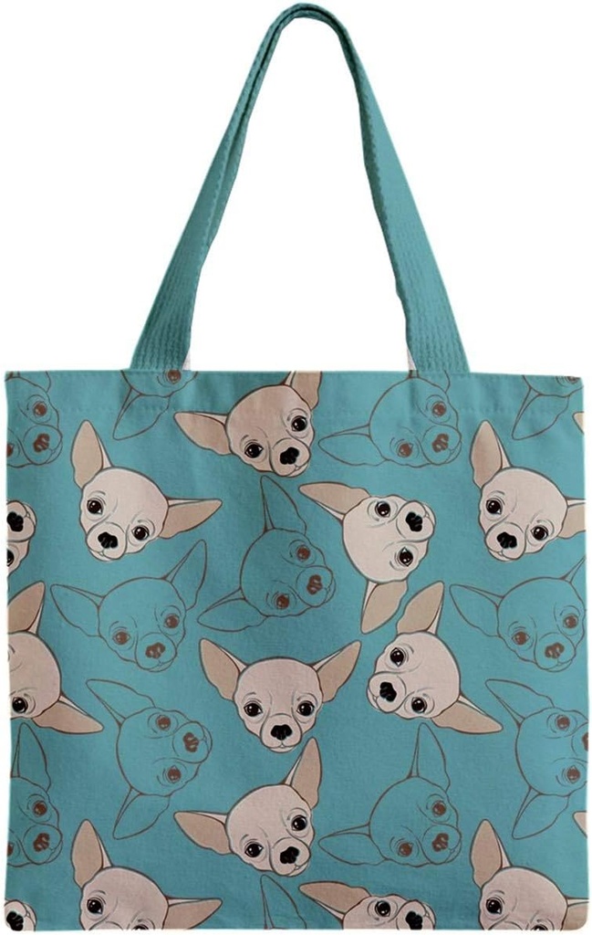 CowCow Light Blue Chiwawa Chihuahua Pet Zipper Grocery Tote Bag