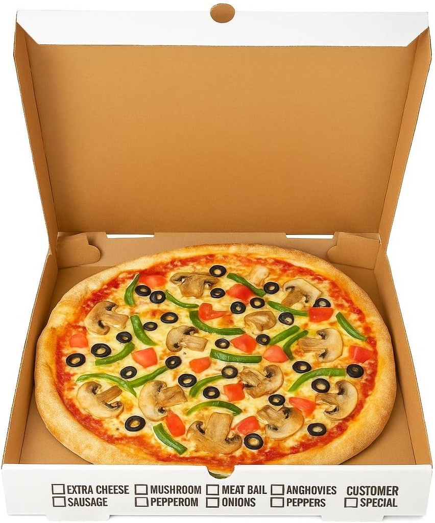 16" x 16" x 2" Corrugated Pizza Box with Clay Coating, Grease Resistant (10)