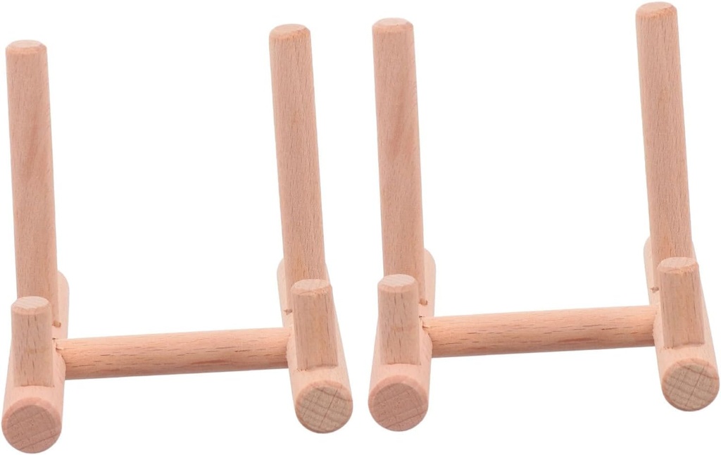 Cabilock 2PCS Wooden Display Racks for Tea Cakes and Plates Beech Wood Dish Storage Stands Easy to Assemble Kitchen Display for Home Decor and Serving