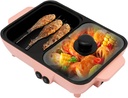 Hot Pot Electric with Grill 2 in 1 Indoor Non-Stick Electric Pot and Griddle Non-Stick Electric Hot Pot for Family Gatherings and Friends BBQ Fun Durable Material Fast Even Heating