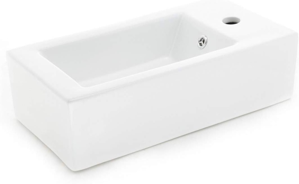 Renovators Supply Manufacturing Wall Mounted Bathroom Sink 19.8 In. White Ceramic Rectangular Wall Hung Sink With Overflow And Single Faucet Hole