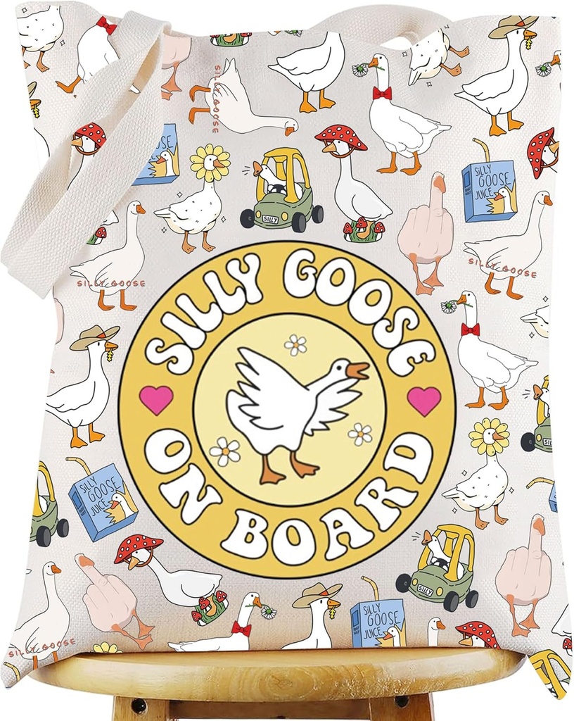 WZMPA Goose Play Tote Bag Goose Gamer Gift Silly Goose On Board Shopping Grocery Bag Goose Merchandise