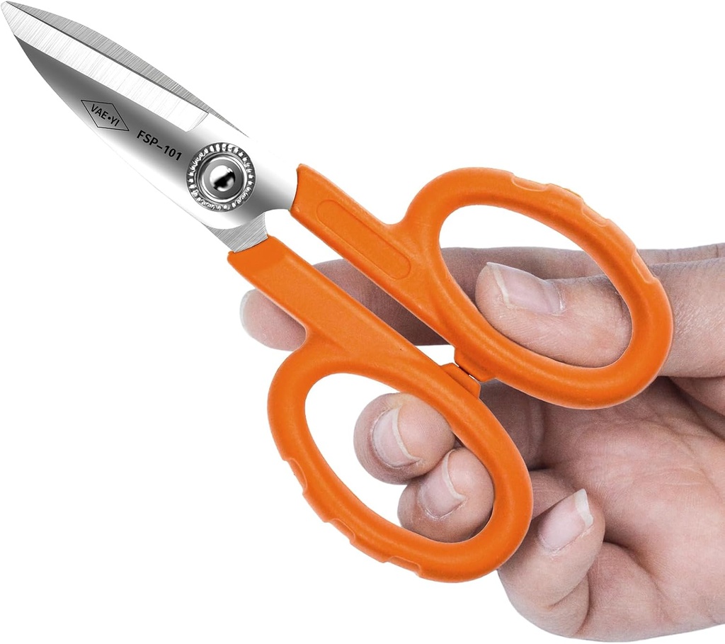 FSP-101 Anti Slip Kevlar Scissor,Electrician Scissors,For Cutting Fabric, Kevlar, Tape, Cable, Leather, Partner for Working Technicians, Electricians,FTTX Working Technicians