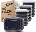 Freshware Meal Prep Containers [50 Pack] 1 Compartment with Lids, Food Storage Containers, Bento Box, BPA Free, Stackable, Microwave/Dishwasher/Freezer Safe (24 oz)