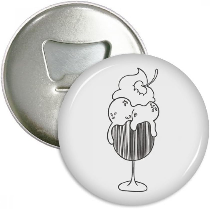 Black Outline Cherry Goblet Ice Cream Bottle Opener Fridge Magnet Emblem Multifunction Badge