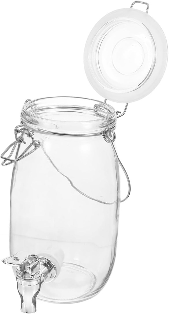 VALICLUD Transparent Glass Beverage Dispenser with Faucet Sealed Lid Drink Container for Juice Wine Sparkling Wine Household Use