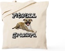 CafePress Pitbull GRANDPA Tote Bag Reusable Natural Beige Canvas Shopping Bag