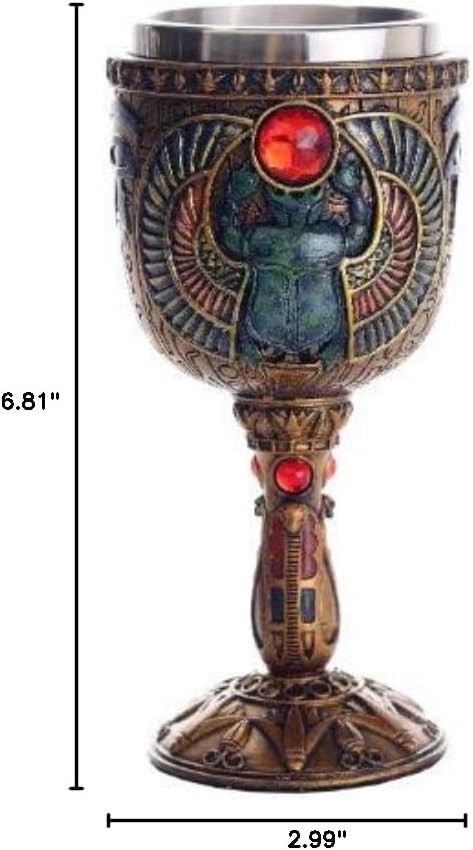 Pacific Giftware Ancient Egyptian Winged Scarab Ceremonial Chalice Cup 7oz Wine Goblet