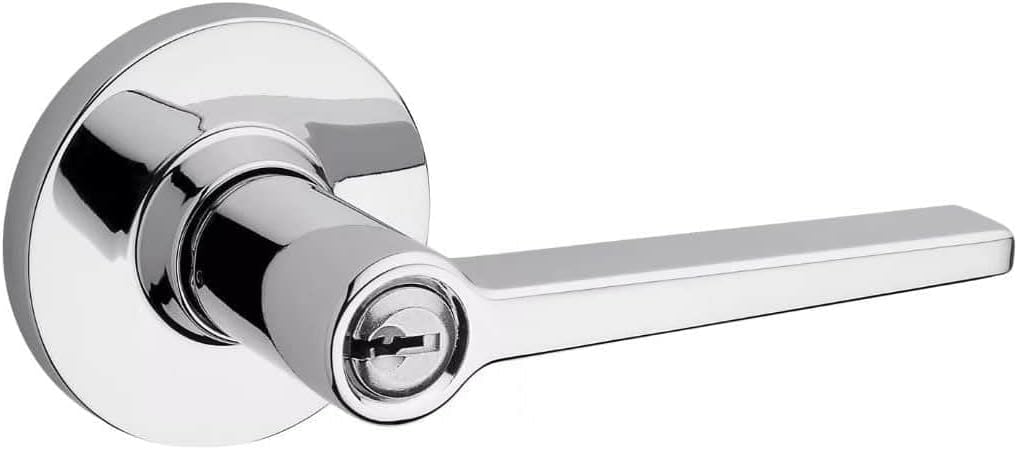 Kwikset SL6500DALRDT Daylon Single Cylinder Keyed Entry Door Lever Set with Round Rose from The Safe Lock Collection - Polished Chrome