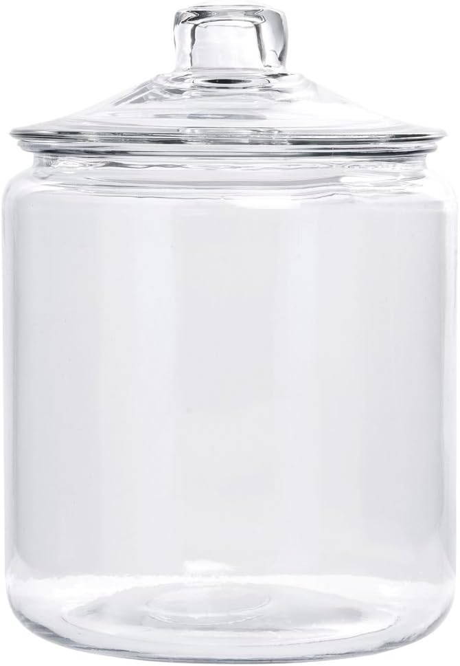 ONEIDA LTD, EVERYWARE Anchor Hocking? 1 gal Round Glass Cookie Jar - 7 3/8" Dia x 10" H