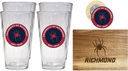 R and R Imports Richmond Spiders Officially Licensed Kitchen Pack - Wood Cutting Board, 4 Pint Glasses & Magnetic Bottle Opener