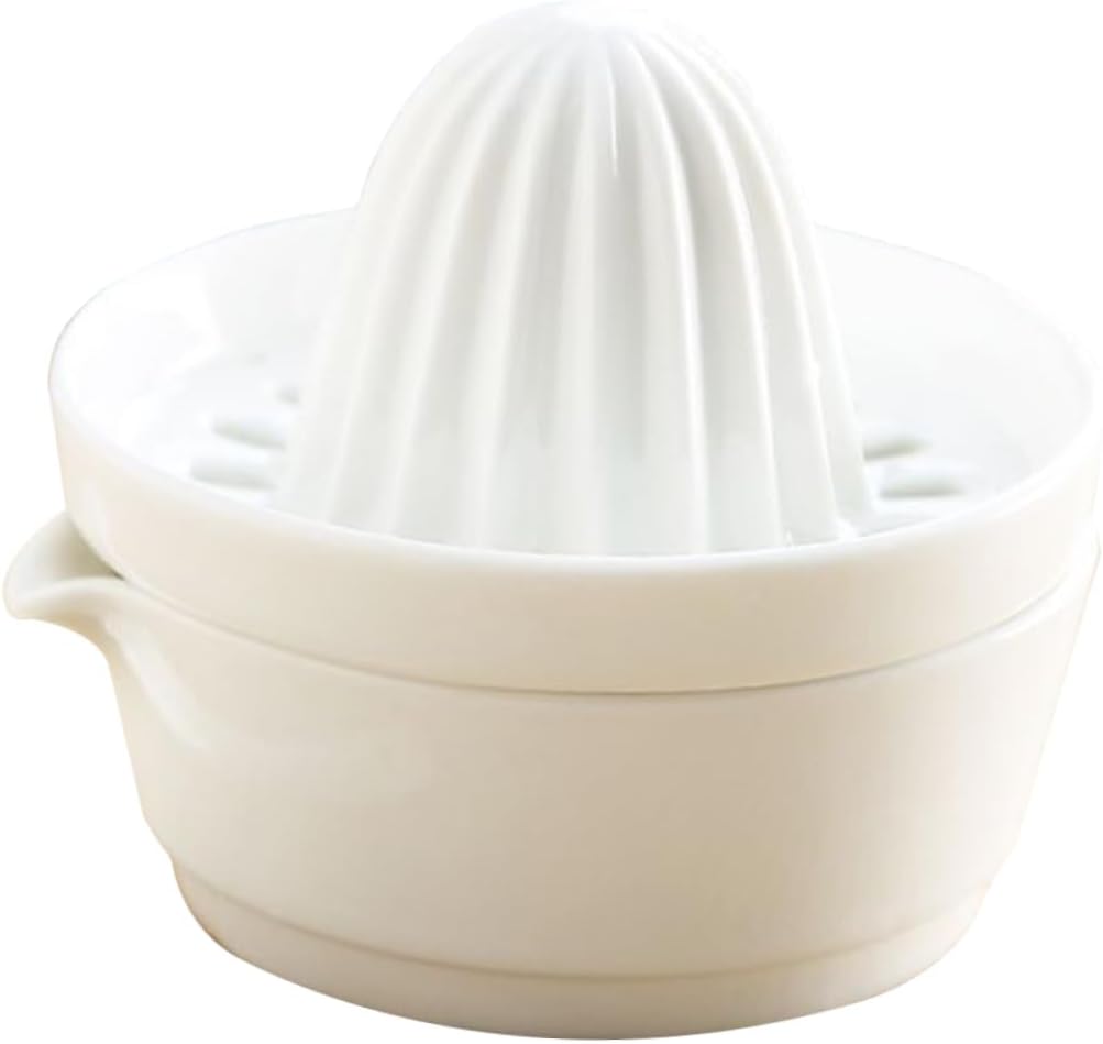 VALICLUD Ceramic Manual Juicer Portable Fruit Squeezer for Orange Lemon Grapefruit Easy to Clean Handheld Citrus Extractor with Smooth Surface Healthy Design for Home Use