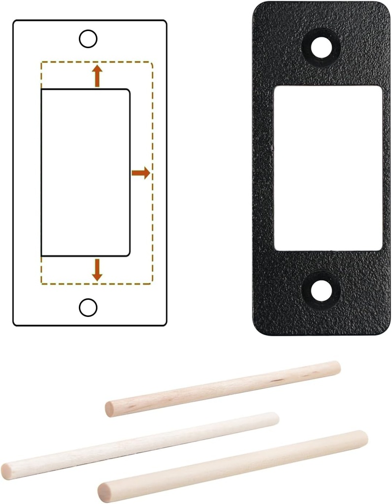 Deadbolt Restorer Strike Plate Large Version 2-3/4" x 1-1/8", Screw Holes Spaced 2-1/8", Fix Latch Misalignment/Sticking/Jamming, Narrow Side and Large Hole