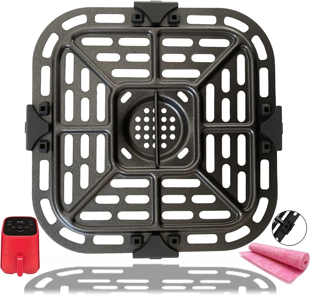 2QT Air Fryer Crisper Plate for Instants Vortex Mini Air Fryer Oven, Upgraded Air Fryer Grill Plate Pan Crisper Tray Rack Shelf Insert Grate Grid for 2QT Instants Air Fryer, Dishwasher Safe