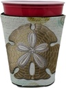 Caroline's Treasures SB3025RSC Beach Gold Sand Dollar Red Cup Hugger Cup Cooler Sleeve Hugger Machine Washable Drink Sleeve Hugger Collapsible Insulator Beverage Insulated Holder