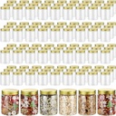 Wesiti 60 Pcs 8 oz Clear Plastic Mason Jars Containers With Screw on Gold Lids Refillable Round Empty Plastic Jars Storage Containers Reusable for Kitchen Household Dry Food Storage Honey Herb Nuts