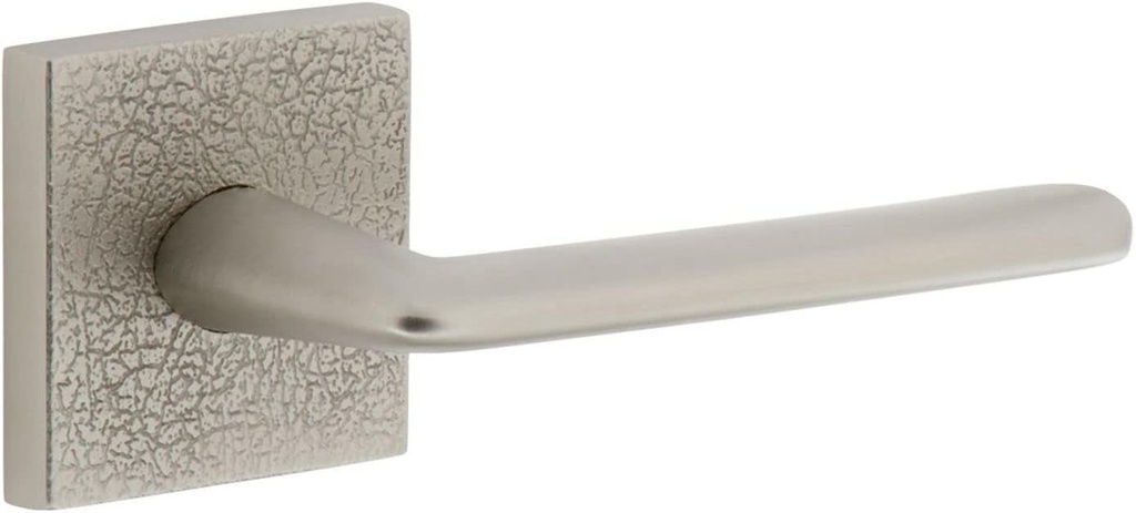 Viaggio QADMLTBRZ_SD_RH Motivo Solid Brass Non-Turning One-Sided Dummy Door Lever with Brezza Lever and Quadrato Leather Backplate - Satin Nickel