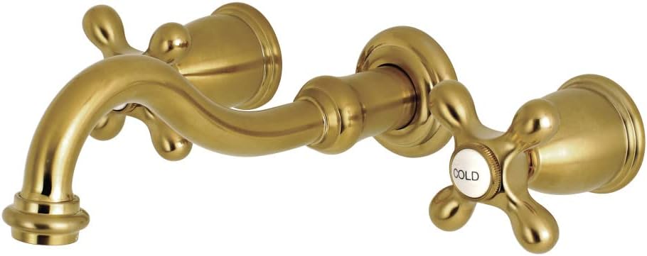Kingston Brass KS3127AX 8-Inch Center Wall Mount Bathroom Faucet, Brushed Brass