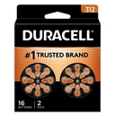 DURACELL Size 312 Brown Hearing Aid Batteries, 16/Pack (DURDA312B16ZM09)