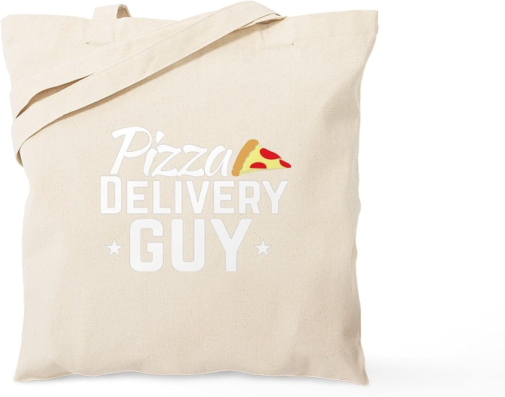 CafePress Pizza Delivery Guy Food Service Wo Reusable Natural Beige Canvas Shopping Bag