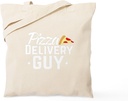 CafePress Pizza Delivery Guy Food Service Wo Reusable Natural Beige Canvas Shopping Bag