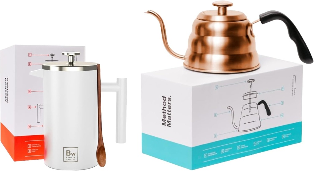 Barista Warrior French Press Coffee Maker & Gooseneck Kettle