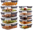 10 Pack Glass Meal Prep Containers with Lids, Reusable Airtight Leakproof Glass Lunch Bento Boxes, Freezer, Microwave Oven and Dishwasher Safe, Gray