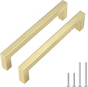 Goldenwarm 20 Pack 5 Inch Brushed Gold Cabinet pulls Gold Cabinet Handles Square Drawer Handles for Cabinets Stainless Steel Kitchen Hardware for Dresser Drawer