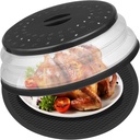12" Microwave food Cover & Mat,Large Vented Collapsible Splatter Guard dish Plate lid & Silicone Round Kitchen mat