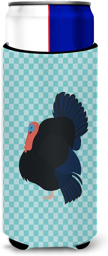 Caroline's Treasures BB8159MUK Norfolk Black Turkey Blue Check Michelob Ultra Hugger for slim cans, Slim Can, Multicolor